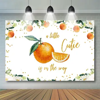 

Oranges Baby Shower Backdrop A Little Cutie is on the Way Clementine Baby Shower Party Decor Citrus Gender Neutral Background