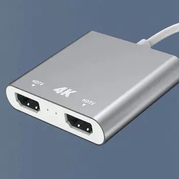 

Grey USB Type C to Dual HDMI Adapter Hub Converter for Windows OS X Linux for Android System