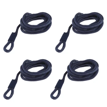 

4 Pieces Boat Fender Lines 1/4inch X 5ft Bumper Whips Rope Docking Blue