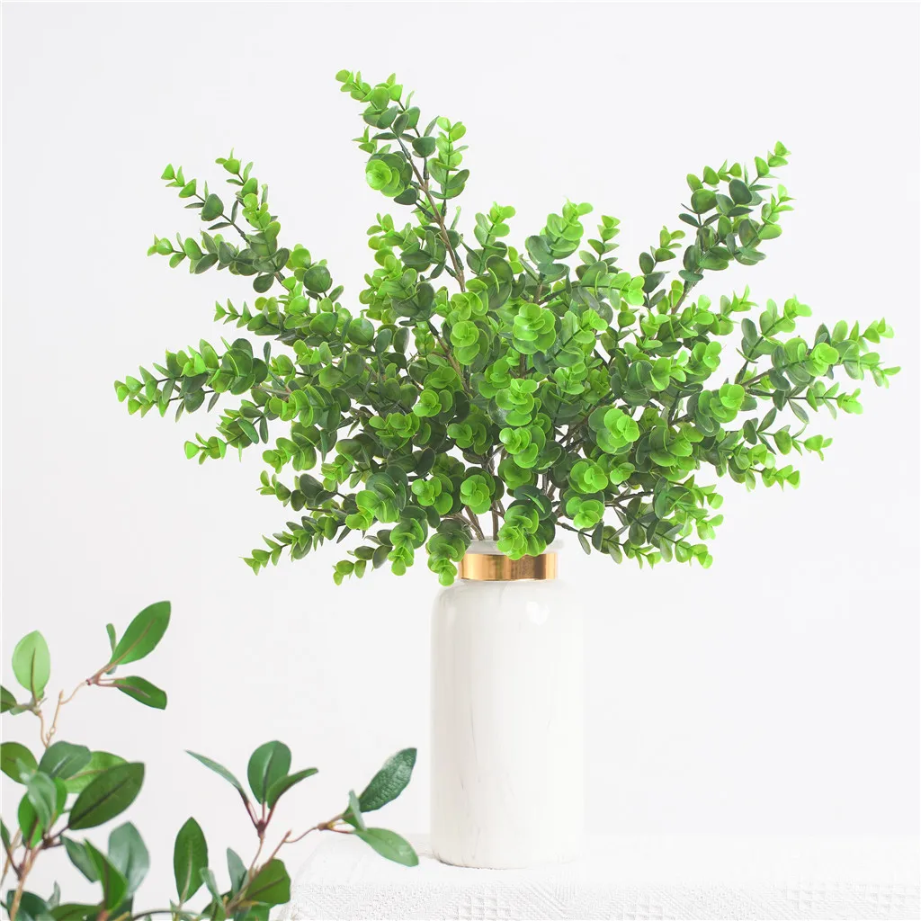 

Green Artificial Leaves Long Large Eucalyptus Leaf Plants Wall Material Decorative Fake Plants for Home Shop Garden Party Decor