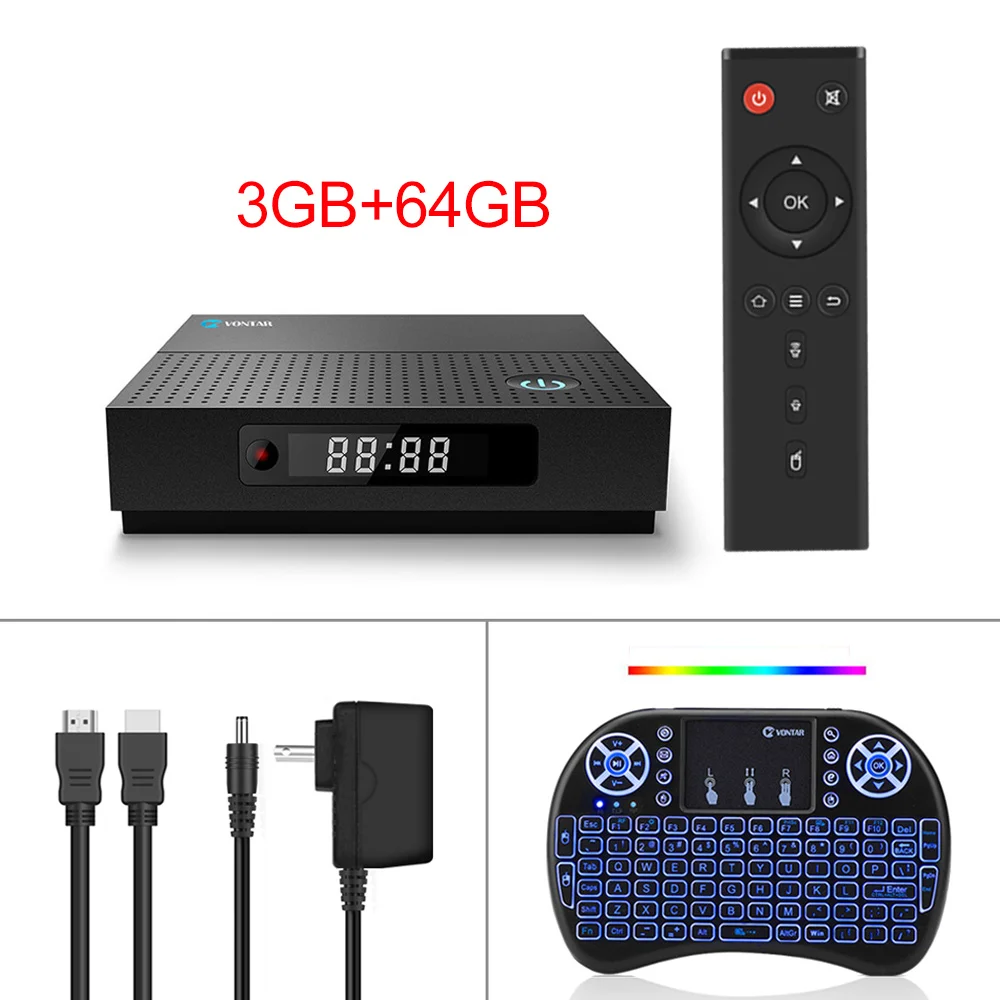 VONTAR TX92 3 Гб 64 ГБ Android tv box 7,1 Восьмиядерный 4K Amlogic S912 2,4 г/5 ГГц Wifi BT4.1 Сталкер медиаплеер телеприставка - Цвет: 3G 64G I8 backlit
