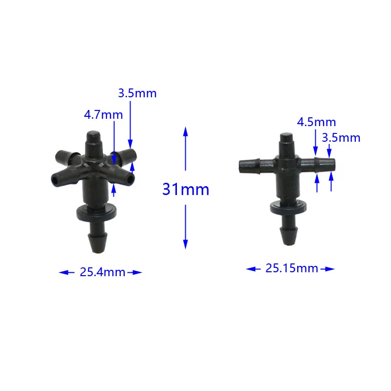 1/8" 4-way arrow dropper Cross Connector water splitter 3/5 hose drip arrow system Greenhouse adapter 15pcs