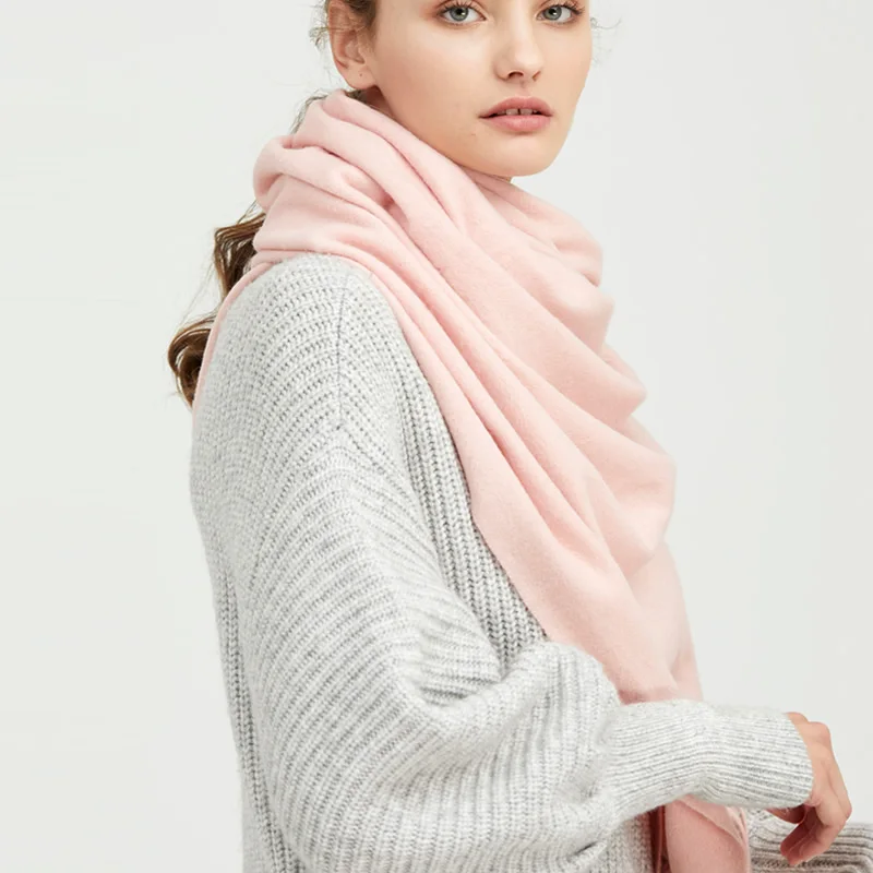 Solidlove шерсть Зимний шарф женские шарфы для взрослых Сплошной роскошный осенний модный дизайнерский шарф шарфы-пончо для женщин - Цвет: Pink