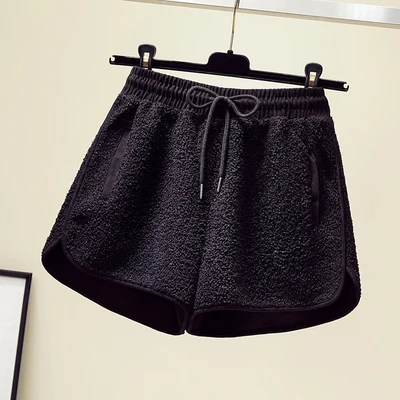 black Большие размеры; Модные женские осенние и зимние короткие ботинки из овечьей шерсти с эластичной резинкой на талии; Pantalon; Femme; f2513 - Цвет: black