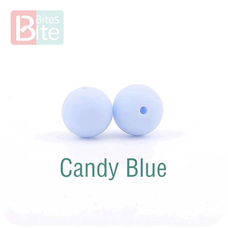 Укусы 15 мм 30 шт. силиконовые бусины пищевого качества силиконовые детские товары для прорезывания зубов жевательные соска, зажимы для цепи бусины Детские игрушки для прорезывания зубов - Цвет: Candy Blue
