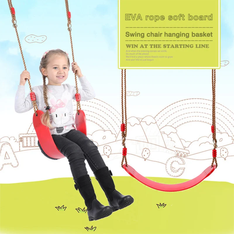 Child Outdoor Garden Tree Swing Rope Seat For Kids Color EVA soft board ...