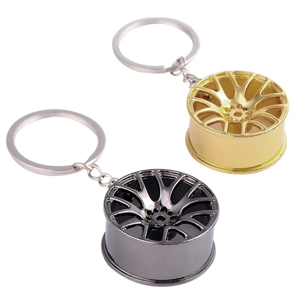 

Creative Metal Car Wheel Hub Key Pendant Key Chain Hollow Key Ring Keyfob Gift 3D Wheel Rim Car Hub Keychain Keyring