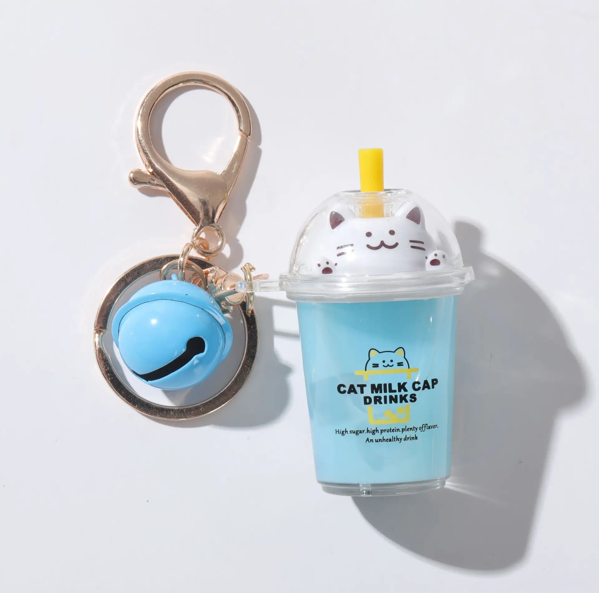 Новое летнее кольцо для ключей Ins Cat Pearl Milky Tea Cup креативное акриловое с рисунком из