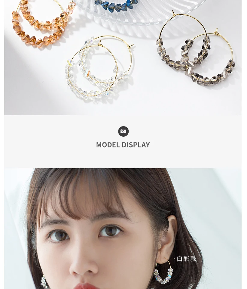 New Fashion Crystal Beads Big Circle Hoop Earrings 925 Sterling Silver Earring For Women Bohemian Wedding Engagement Jewelry (9)