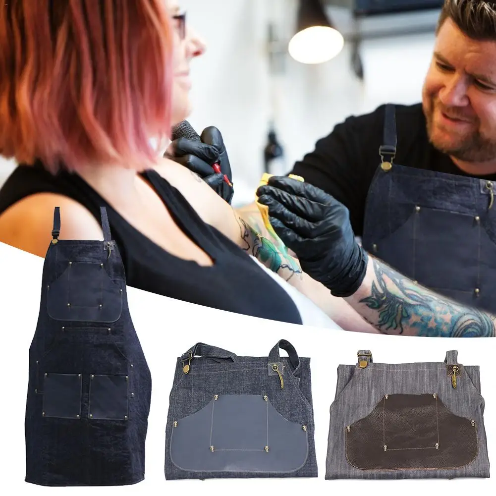 Denim Apron Unisex Denim Apron with Adjustable Bib for Chef Kitchen Barbecue Grill 5