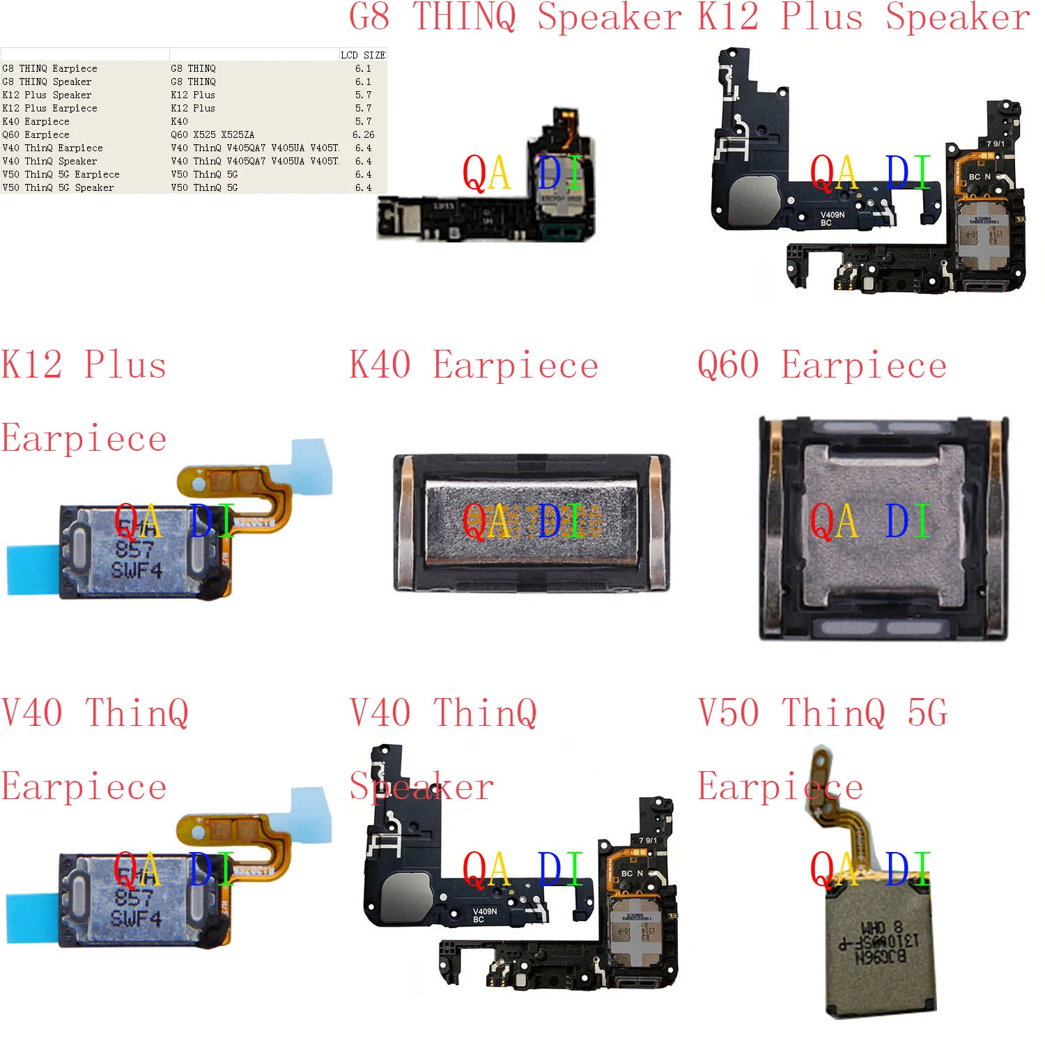 Динамик для LG G8 THINQ K12 Plus K40 Q60 V40 V50 ресивер наушников X525 X525ZA V405QA7 V405UA V405TAB V405UA0 5G |