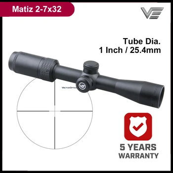 

Vector Optics Matiz 2-7x32 One Inch 25.4mm Tactical Scope 1/4 MOA Capped Adjustment Deplex Reticle Edge-to-Edge with lens caps
