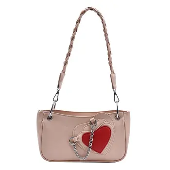 

New Fashion Love Design Baguette Handbags For Women 2020 Luxury Soft PU Leather Crossbody Bag Ladies Travel Small Shoulder Bag