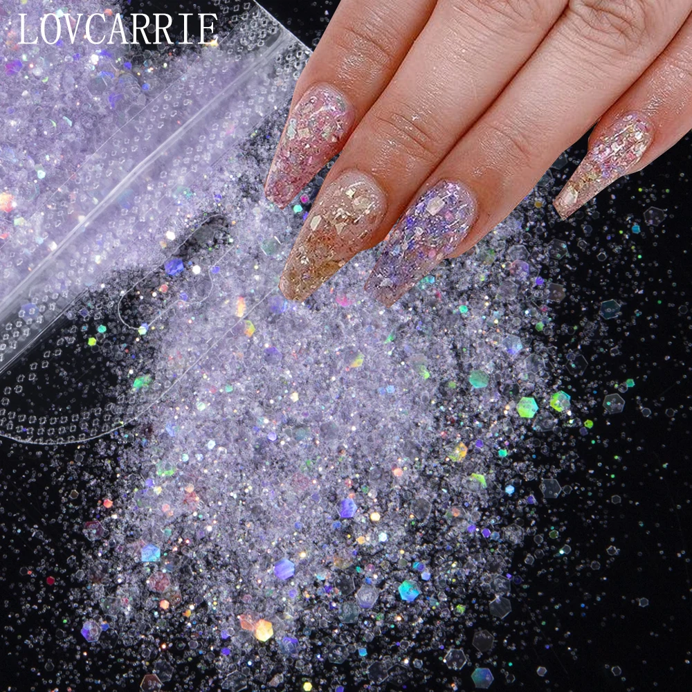 1 Bag Nail Glitter Mix Summer Color Nails Art Sequins Pink Purple White Opal Powder Flakes Supplies for Nails Makeup Decorations