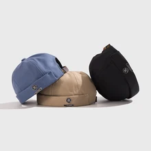 Кепка унисекс Docker, моряк, байкер, уличная, тыква, винтажная, темно-синяя, без полей, шапка, дыня, моряк, повседневная, короткая, Harajuku Кепка