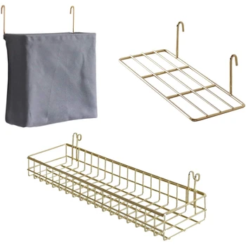 

3 Pcs Storage Rack Wall Grid Panel Basket Hanging Bag Display Shelf with Hooks Wall Organizer and Storage Shelf for Home Supplie