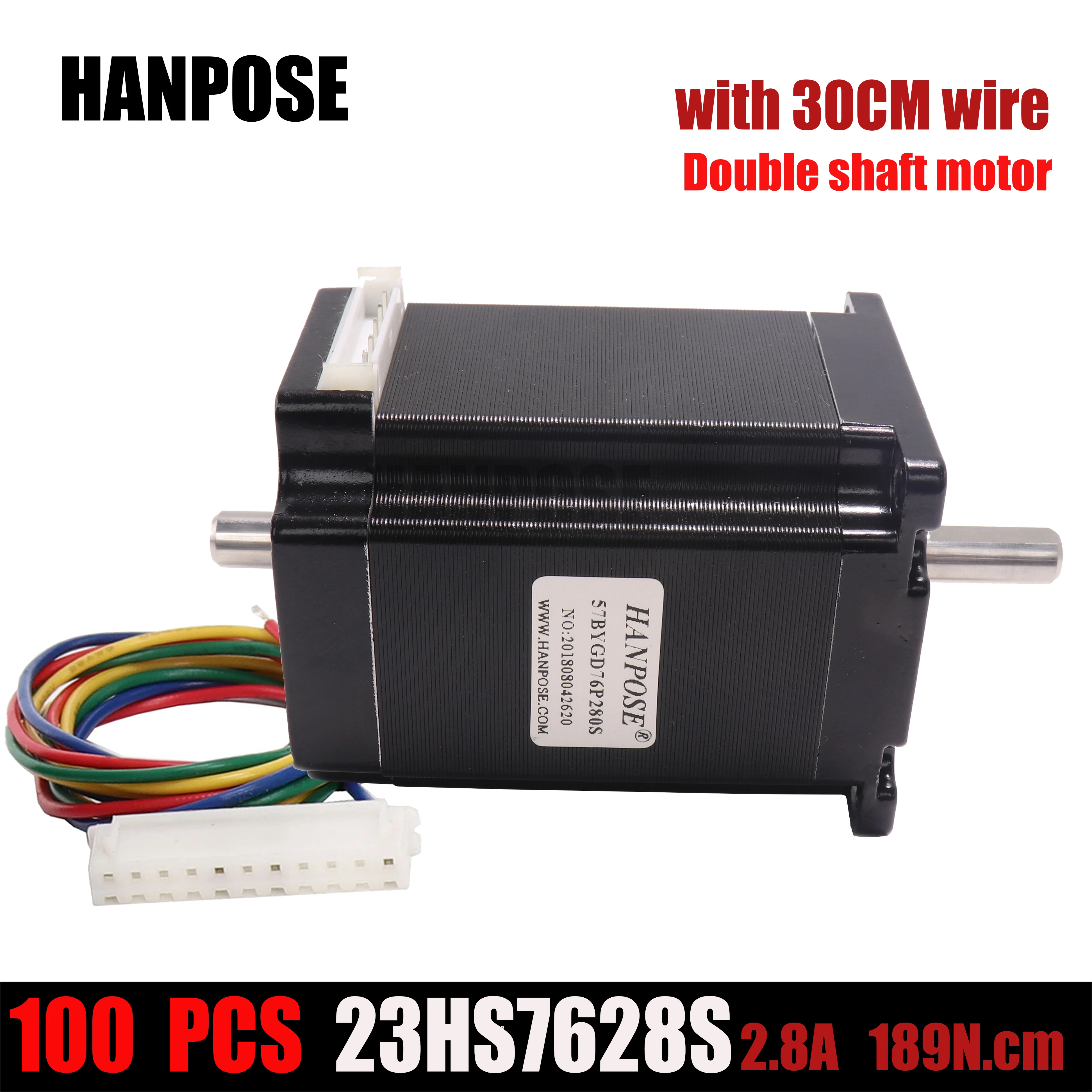 NEMA23 для 3D принтер 100 шт. шаговые двигатели 23hs7628s 2.8a 189N. См 4-вывод двойной вал шагового двигателя Nema23 57 мотор