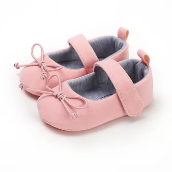

Baby Shoes Girls Cute Bowknot Pink Leather 0-2 Years Girl Indoor Princess Baby Cotton Sole Non-slip First Walker Crib Shoes
