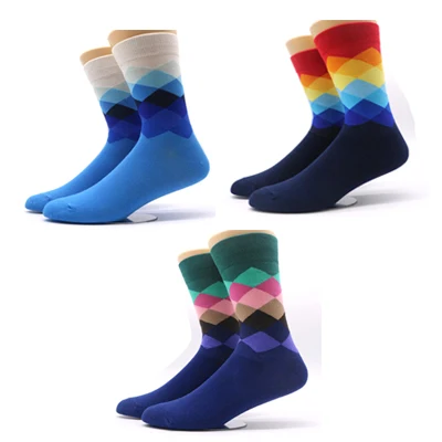 3pair Color 7 6 шт., 3 пары Хлопковых Носков цветные полосатые носки модные теплые зимние мужские компрессионные повседневные теплые забавные носки Chaussette Homme - Цвет: 3pair Color 7