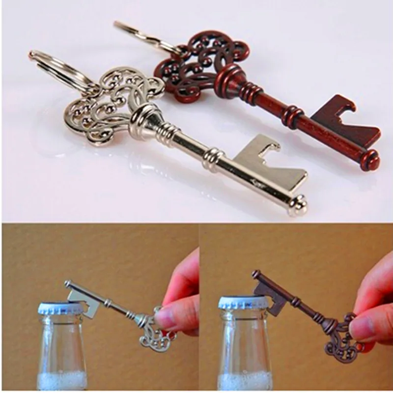 Bottle Opener Key Shape Beer Key Ring Metal Bronze/silver Portable