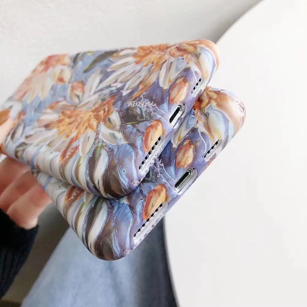 LACK Oil painting Daisy Flower Matte Soft silicone Cases For iphone 11 11Pro Max X XR XS XS Max 6 6S 7 8 7Plus Art Phone Cover