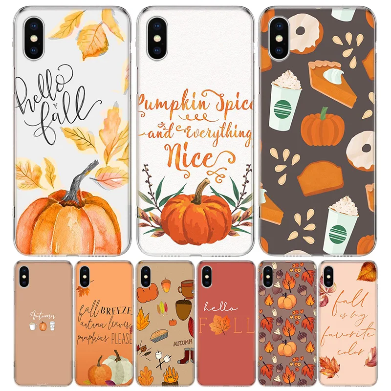 Pumpkin happy fall Phone Case For iPhone 11 12 13 Pro Max Xr X Xs Mini 8 7 Plus 6 6S SE 5S Soft Fundas Coque Shell Cover House | Мобильные