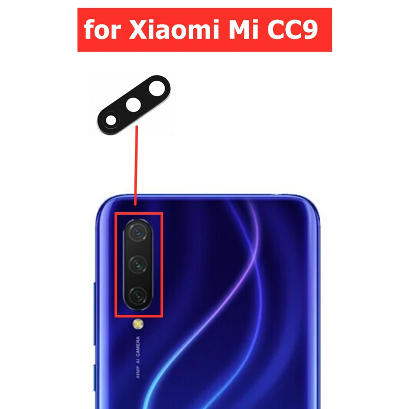 Стекло для объектива задней камеры Xiaomi Mi CC9 клей 3M 2 шт. | Мобильные телефоны и