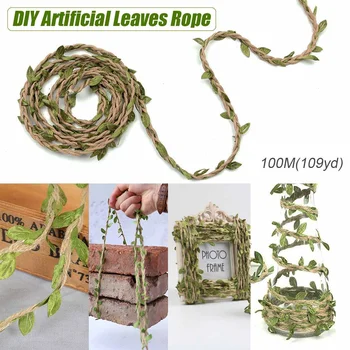 

100M Leaf-Shaped Handmake Artificial green Leaves For Wedding Party Home Decoration DIY Wreath Gift Scrapboing Craft