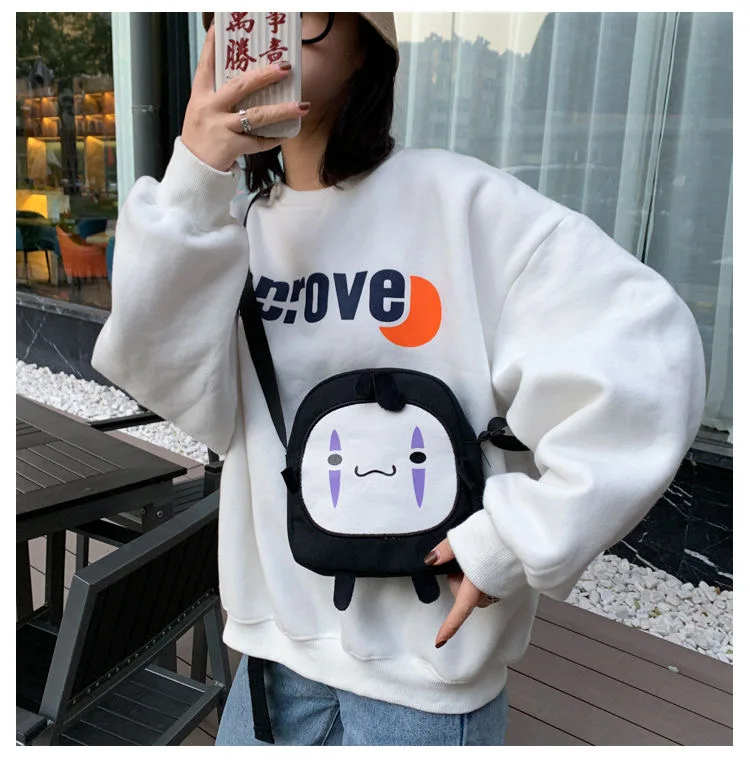 Cartoon No Face Man Bag Hayao Miyazaki Spirited Away Messenger Bag for Kids Adults Halloween Party Cosplay Shoulder Bags