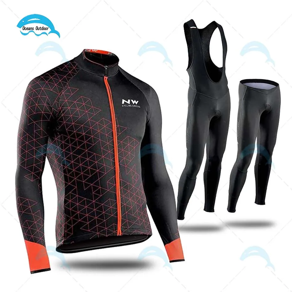 

Pro Cycling Jersey Set Long Sleeve Cycling jersey Set bib pants ropa ciclismo bicycle clothing MTB bike jersey custom Clothing