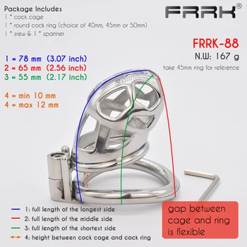 FRRK Metal Chastity Cage with Screw Lock Male Bondage Strap Belt Device Steel Cock Penis Rings Adults Couple Sex Toys for Man 4