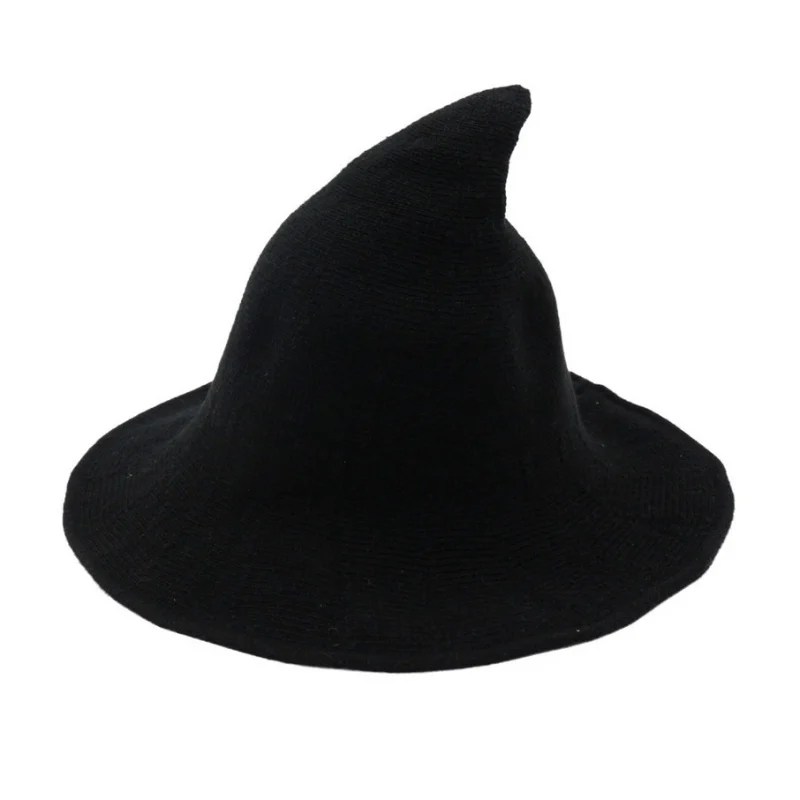Зимняя новая шляпа ведьмы на Хэллоуин разнообразная овчина шерстяная шапка вязанная Солнцезащитная Женская Косплей винтажные Остроконечные шапки для женщин - Цвет: 1