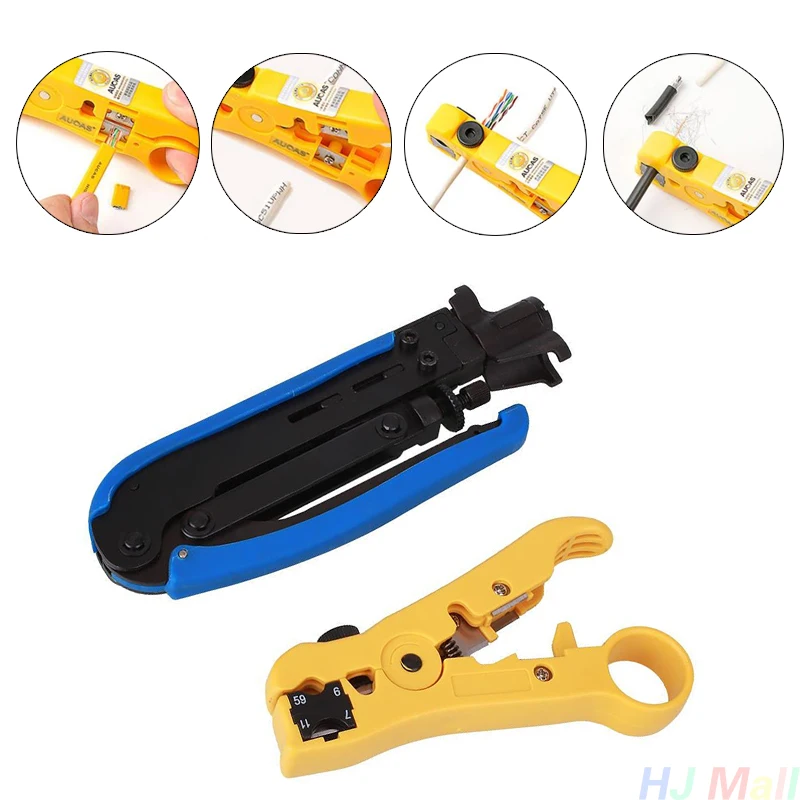

2Pcs F RG59 RG6 RG11 Connector Cable Wire Coax Coaxial Crimper Stripper