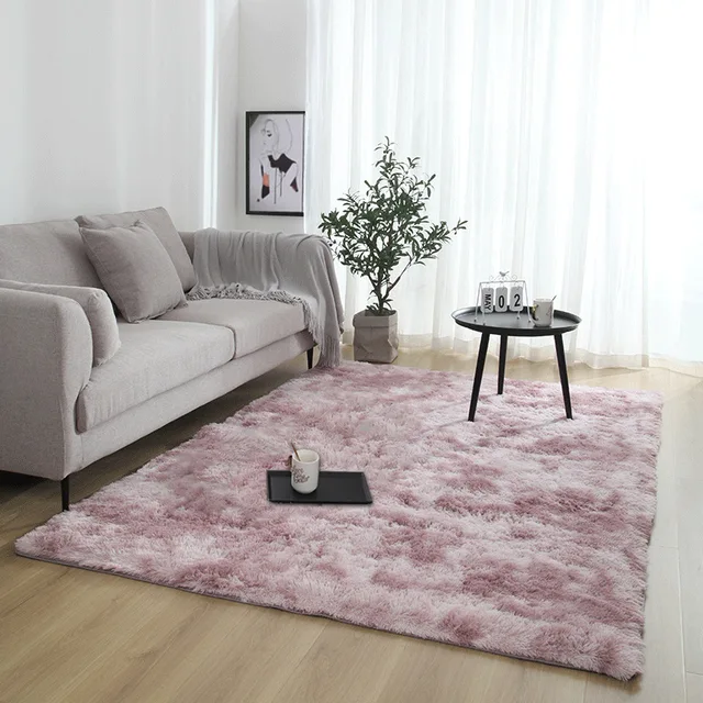Grey Carpet Tie Dyeing Plush Soft Carpets For Living Room washable personality Dyeing Plush Carpet Rug Anti-slip Floor Mats Rugs G