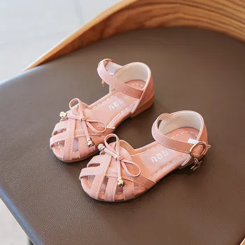 

MXHY Girls Sandals 2020 summer new flat bottom Baotou Roman sandals bow soft bottom princess shoes girls sandals kids sandals
