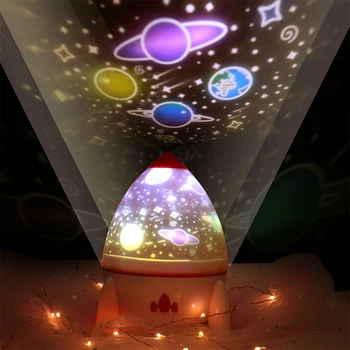 Raket Galaxy Projector Led Nachtlampje Usb Muziek Plug-In Kinderen Slaapkamer Decoratie Als Een Gift Licht Voor kinderen