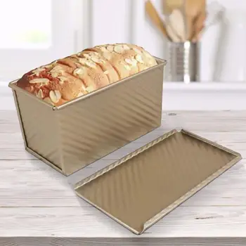 

Rectangular Loaf Pan Carbon Steel Non-stick Bellows Cover Toast Box Mold Bread Mold Eco-Friendly Baking Tools for Cakes 35P