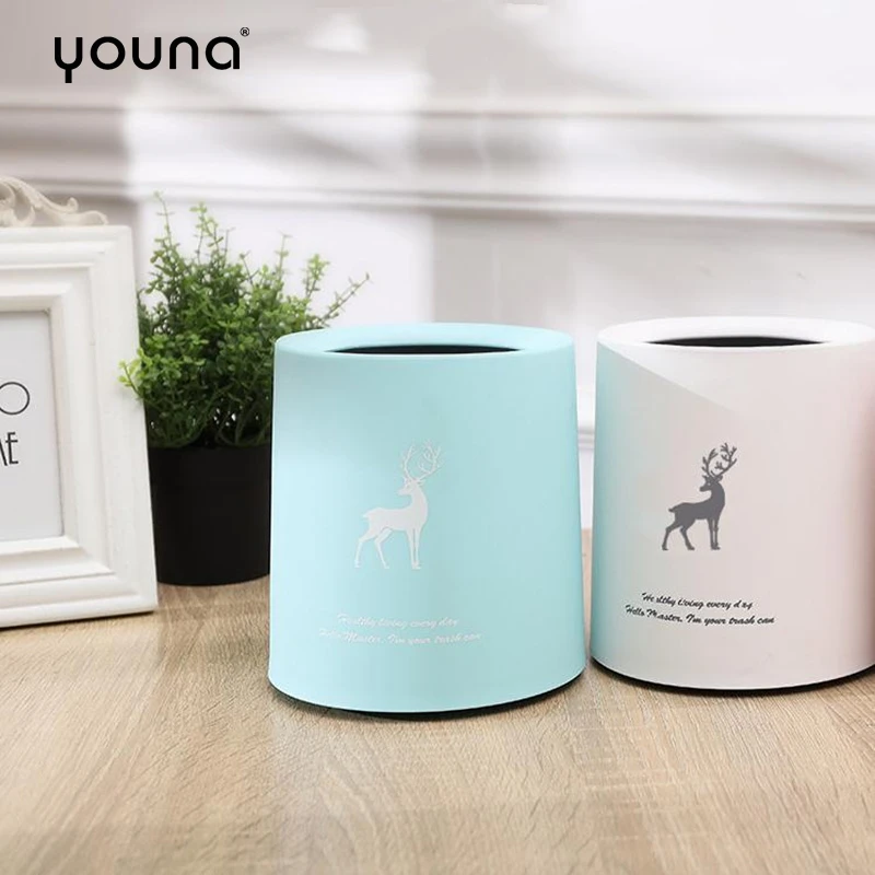 

Desktop Trash Can Simple Solid Color Rubbish Can Beautiful Pattern Decoration for Dressing Table Desk Bedroom Durable Trash Bin