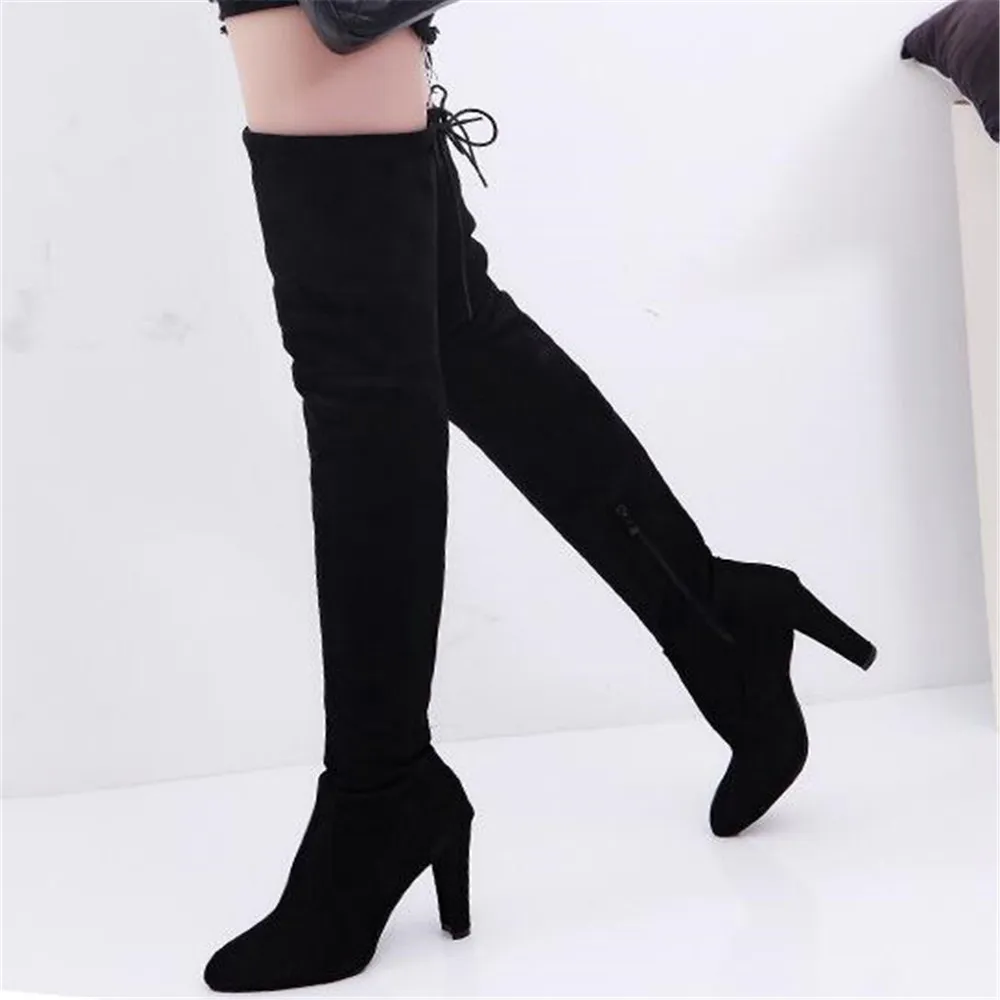 Женские сапоги до бедра сезон осень зима женские высокие пикантные облегающие