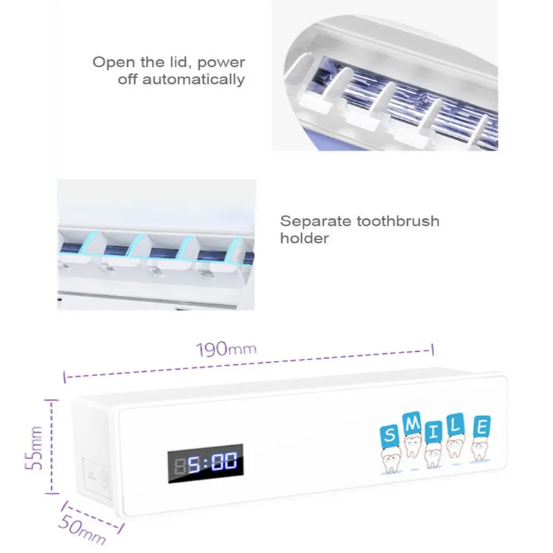 1Pc Electric Toothbrush UV Sterilizer Wall Holder 4 Brush Holder Toothpaste Dispenser Music Playback Bathroom Accessories Set