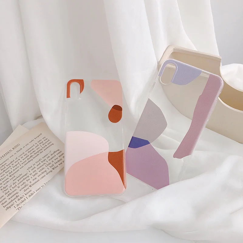 

Splicing color card art phone case for iPhone11 X XS XR XSMax 8 7 6 6S PluS transparent soft shell drop protection cover