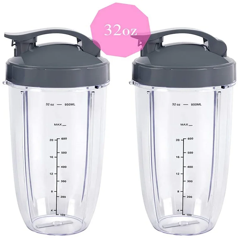 Replacement Parts 32OZ Cup With Flip Top Lid 2 Pieces for Nutribullet 600w/900w Blender Accessories