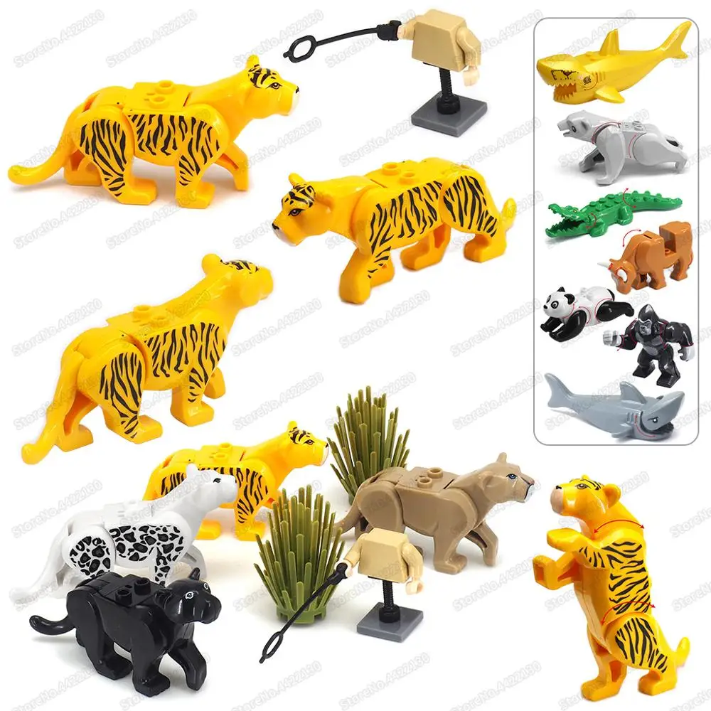 Animal Set Building Block Leopard Assembly Replacement Parts For Moc Animal World Figures Friend Model Child Christmas Gift Toys