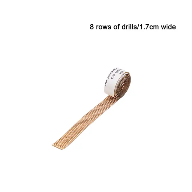 Self-Adhesive Crystal Rhinestone Diamond Ribbon DIY Decoration Sticker with Rhinestones for Arts Crafts DIY Car Phone Decoration gold-1.7cm