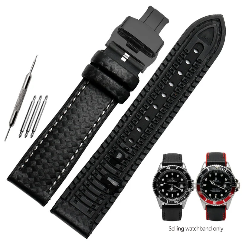 thumbnail image 1 of Correa de fibra de carbono de silicona resistente al agua para reloj Omega Speed Master, repuesto de pulsera de caucho para hombre de 18 mm, 20 mm, 22 mm y 24 mm, 1 of 5