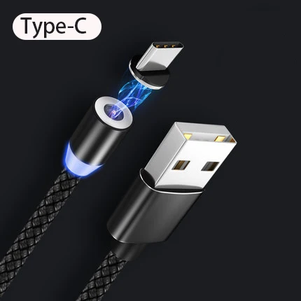 Magnetic USB Cable Fast Charging USB Type C Cable Magnet Charger Data Charge Micro USB Cable Mobile Phone Cable USB Cord - Тип штекера: For Type-C BLACK