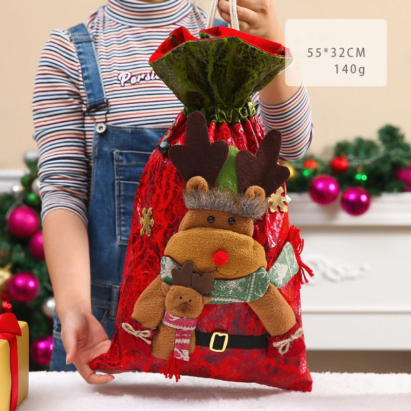 Рождественский подарок пачка карман большой емкости мешок Санта-Клауса снеговик олень кукла трехмерная Конфета Сумочка для яблок SS7755