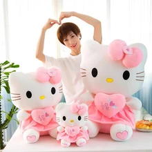 Kawaii – peluche chat Hello kitty rose, robe à nœud papillon, Animal, poupée, jouet Super mignon, cadeau d'anniversaire pour enfants