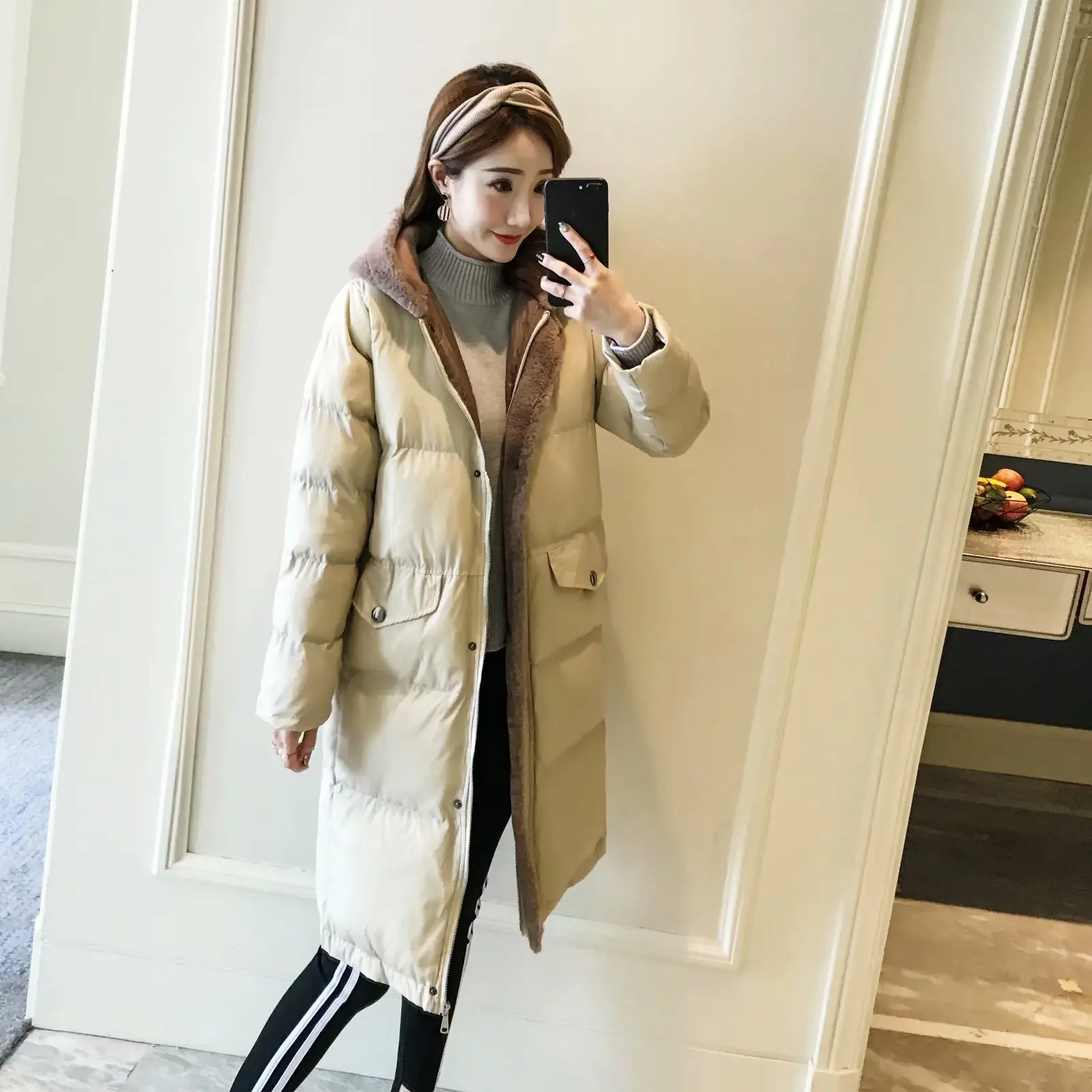 

2018 Autumn And Winter New Style Korean-style Loose Thick over-the-Knee Cotton-padded Clothes Women's Mid-length Cotton Coat Win
