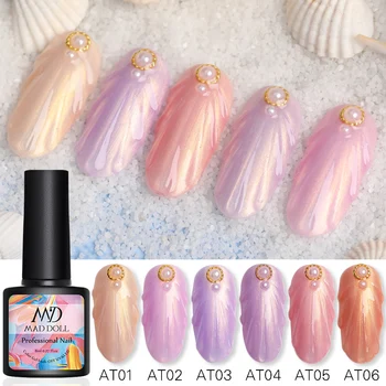 

MAD DOLL 8ml Summer Series Pearly Lustre UV Gel Colorful Soak Off Manicur Nail UV Semi Permanent Gel Polish Base Coat Top Coat